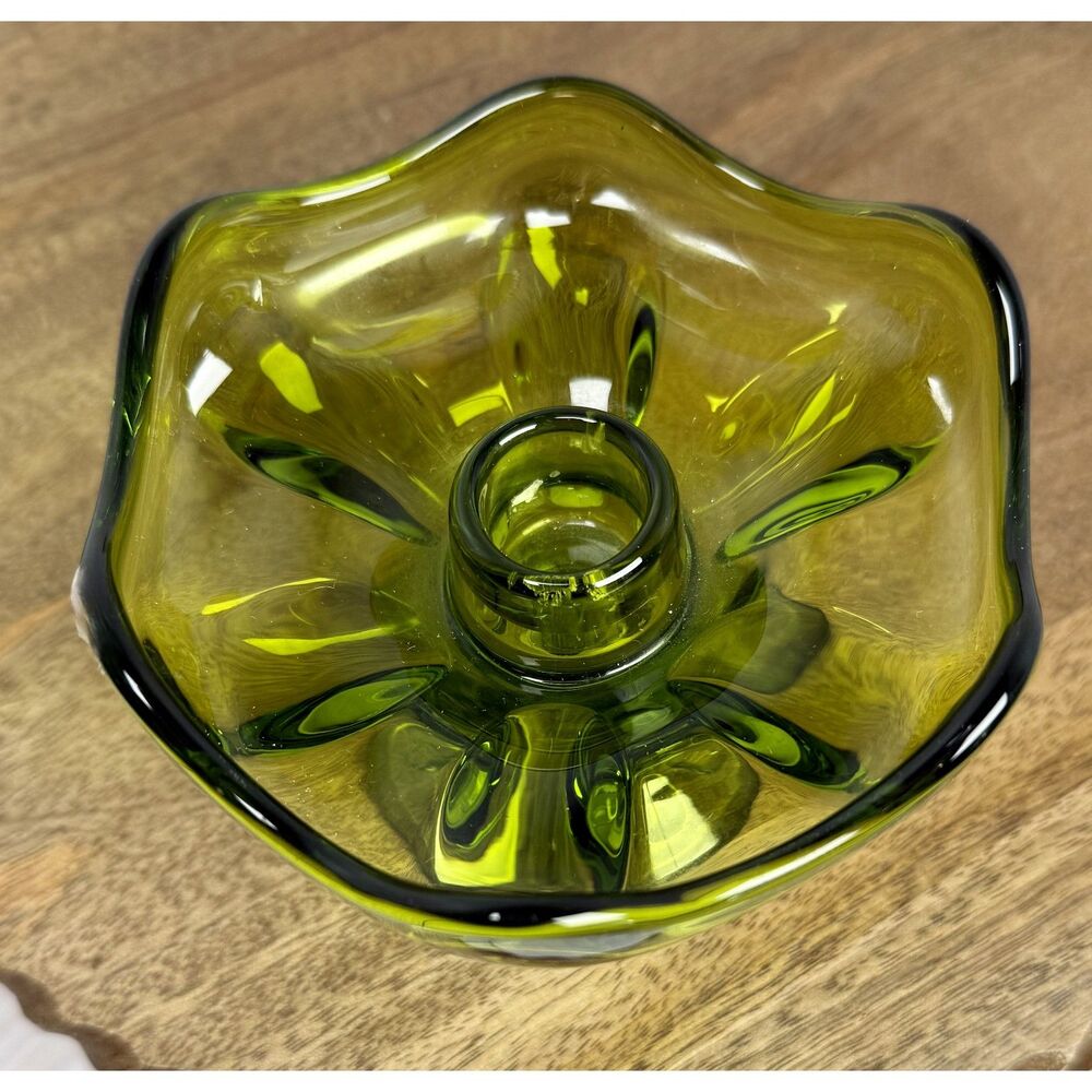 Vintage MCM Viking Epic 6 Petal Green Taper Candle Holder - Picture 5 of 6